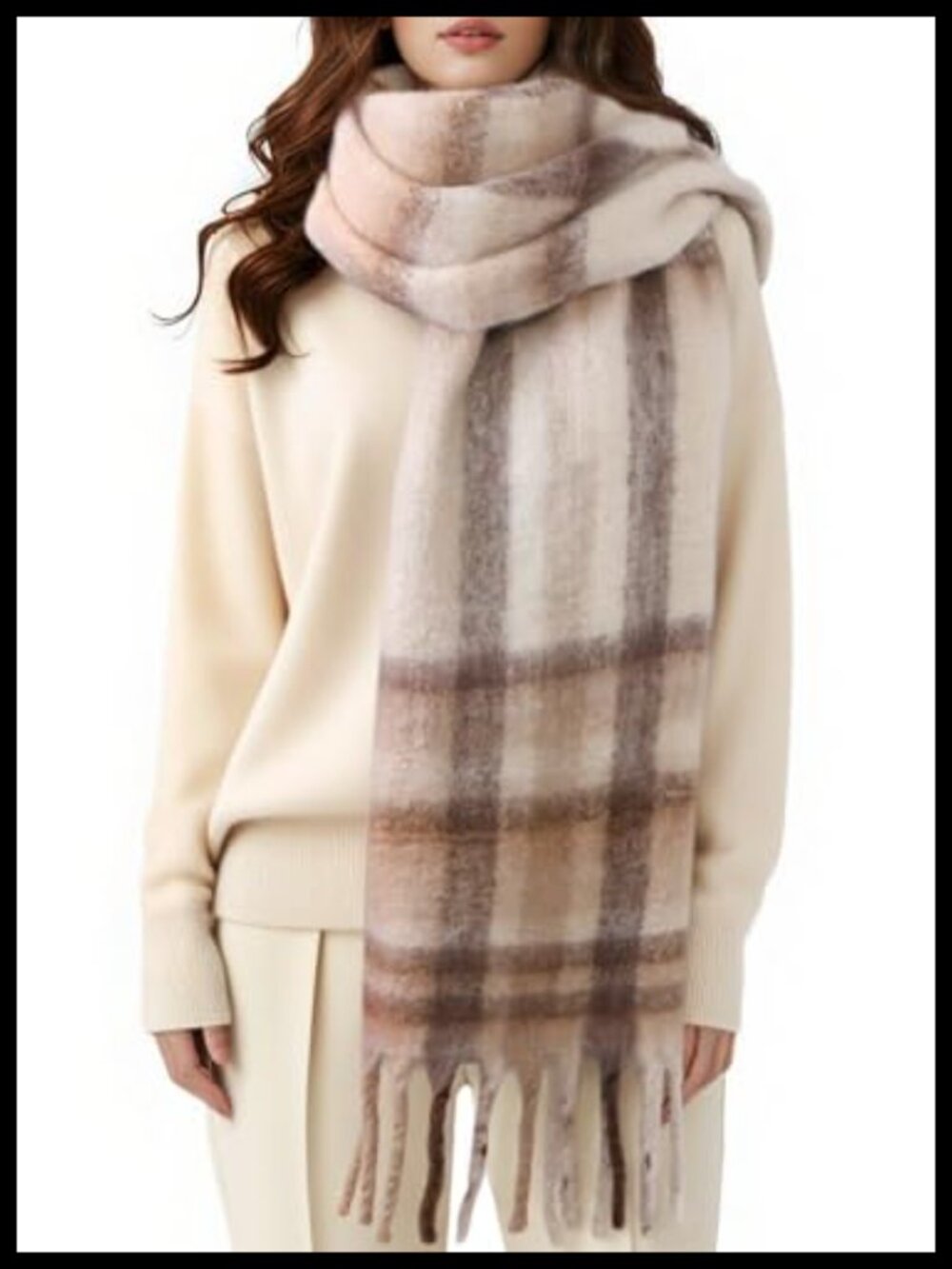 Large Chunky Mohair Vintage Scarf Oversized Warm Winter Wrap